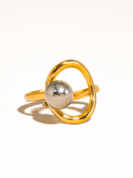 18K Gold Two-Tone Gold & Silver Statement Ring