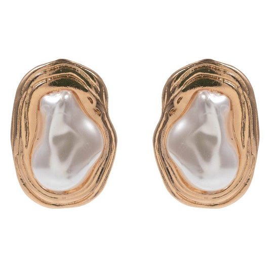Organic Pearl Center Plate Statement Earrings - Soleil et étoiles