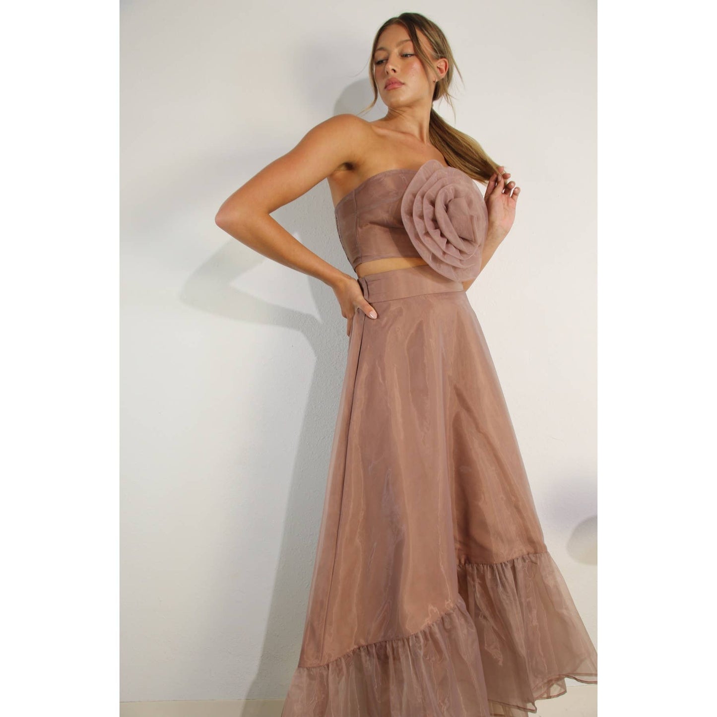 Flower top and micro panted skirt Set