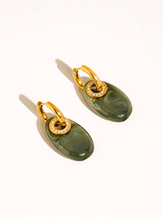 18K Gold Resin Hoop Earrings