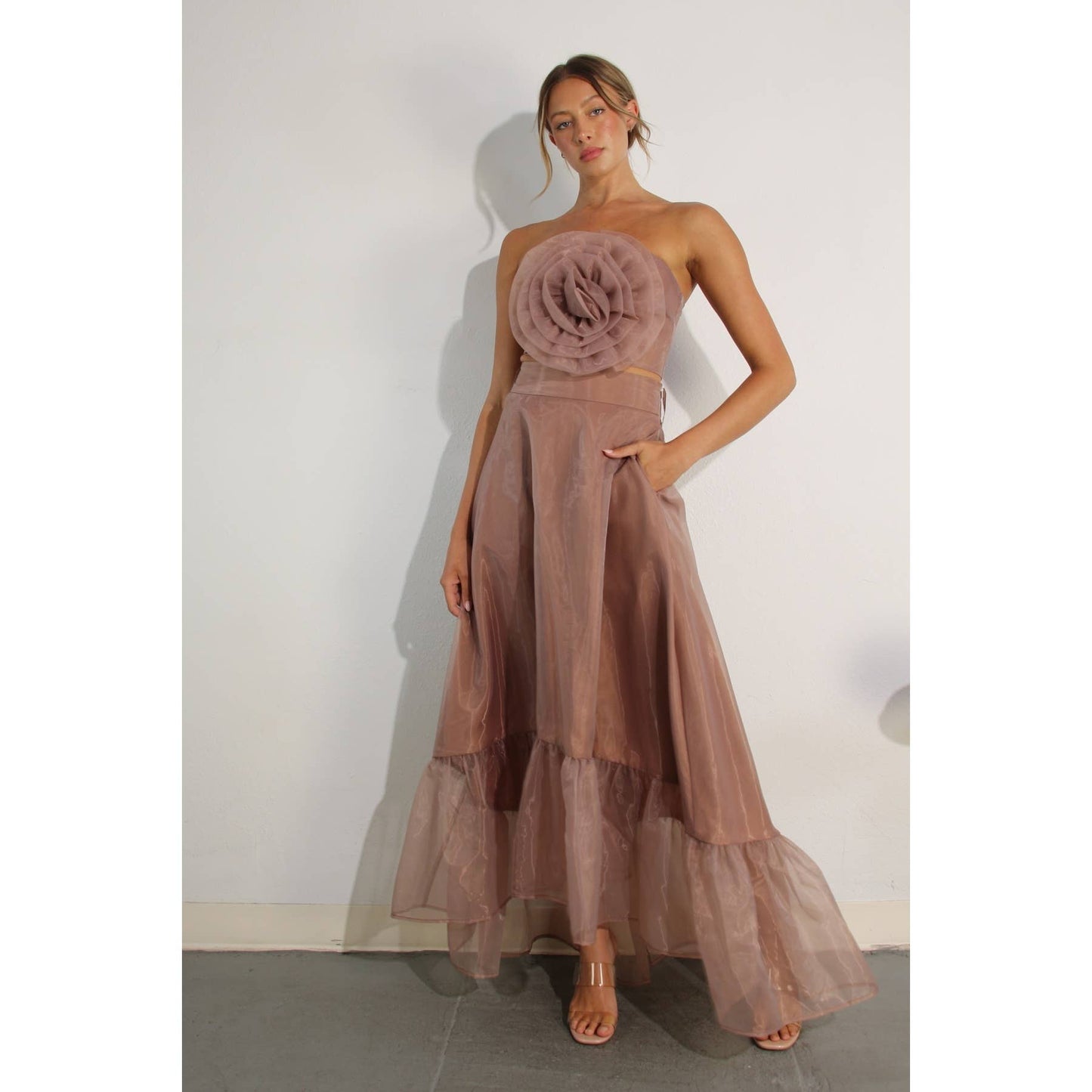 Flower top and micro panted skirt Set