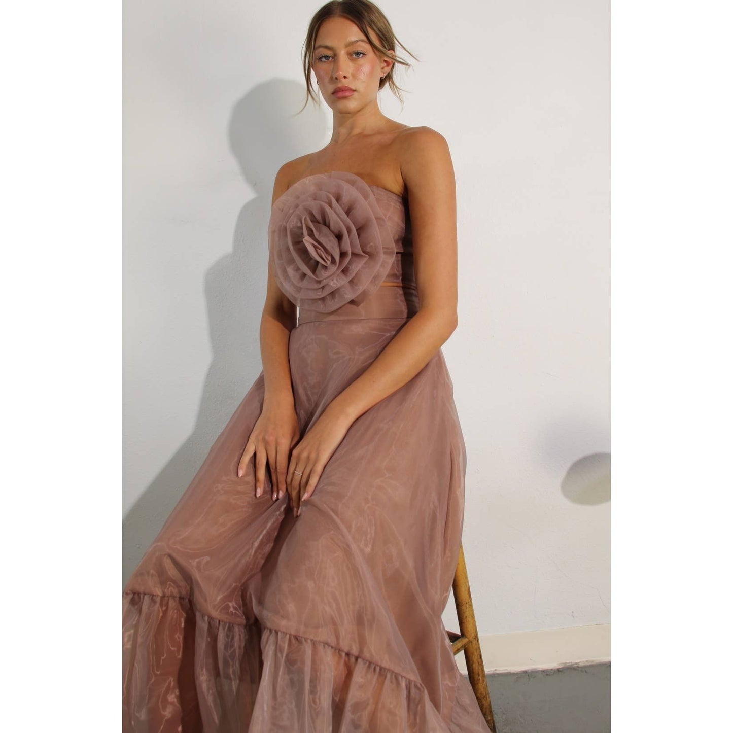 Flower top and micro panted skirt Set