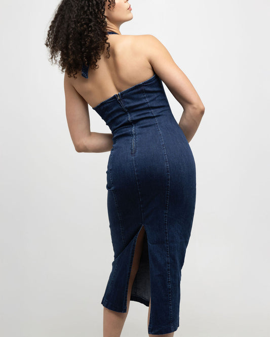 Washed denim midi dress - Soleil et étoiles