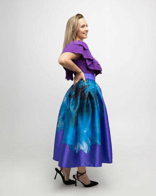 High Waist Floral Print Flare Midi Skirt - Soleil et étoiles