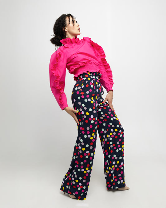 Cotton Long Puff Sleeve Ruffled Blouse - Soleil et étoiles