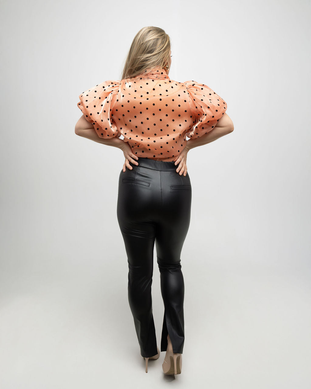 Dots Print Short Puff Sleeve Blouse Top - Soleil et étoiles