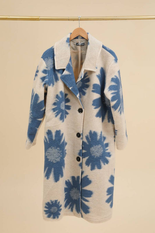 Printed coat in wool blend 99201 80% wool 20% polyester - Soleil et étoiles