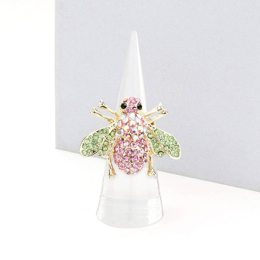 Crystal Honey Bee Stretch Ring - Soleil et étoiles