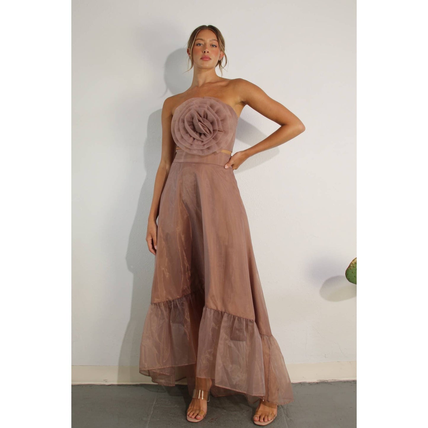 Flower top and micro panted skirt Set