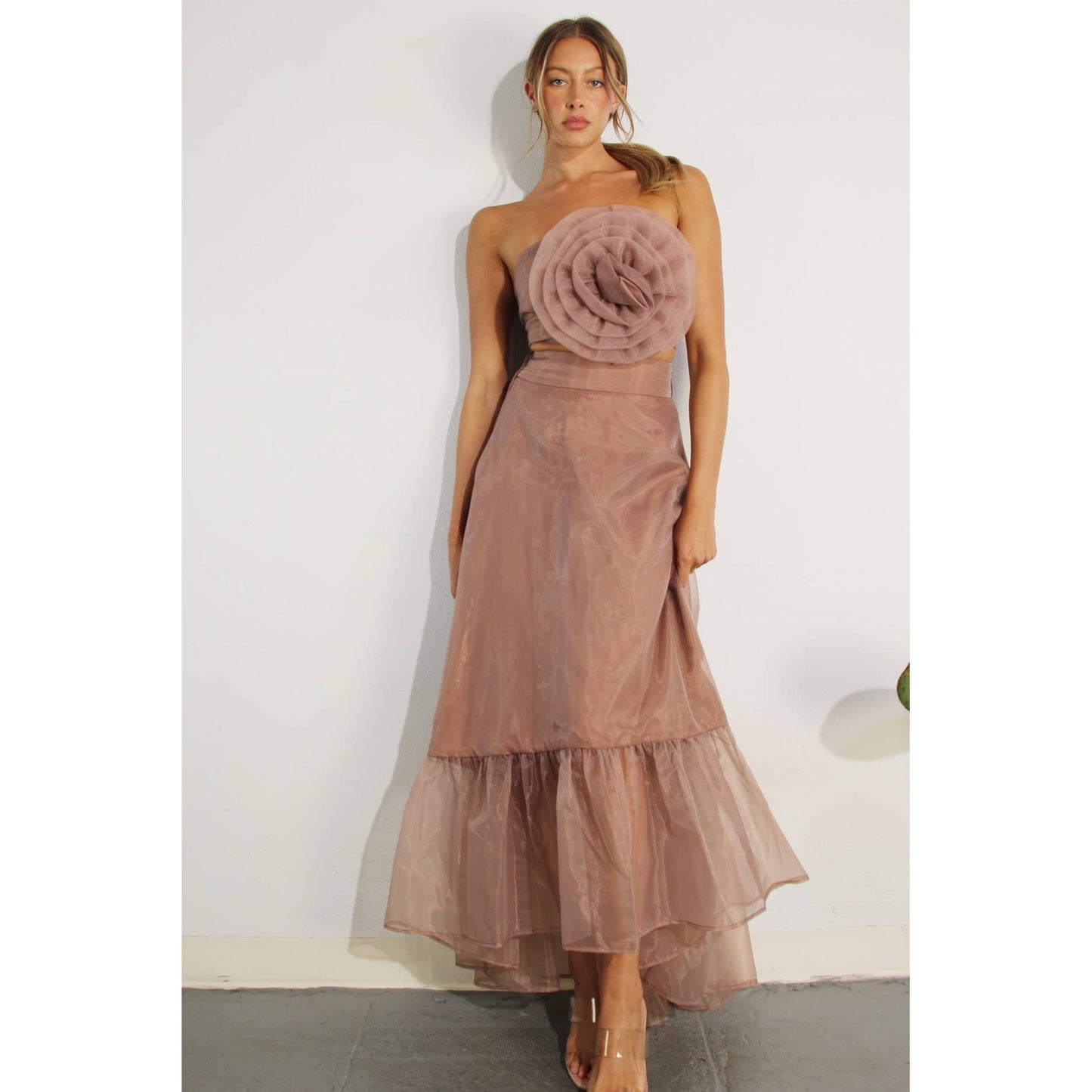 Flower top and micro panted skirt Set