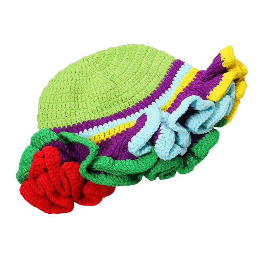 Colorful Crochet Ruffle Hat - Soleil et étoiles