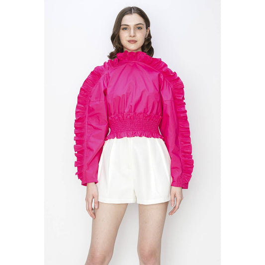 Cotton Long Puff Sleeve Ruffled Blouse - Soleil et étoiles
