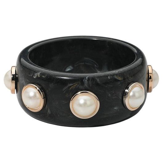 Bold Pearl Accent Marbled Resin Bangle Bracelet - Soleil et étoiles
