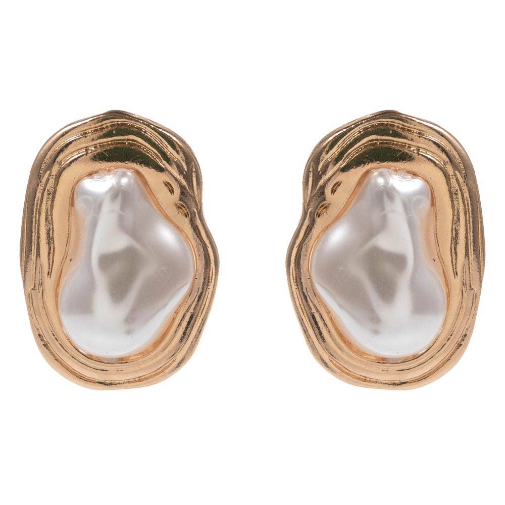 Organic Pearl Center Plate Statement Earrings - Soleil et étoiles