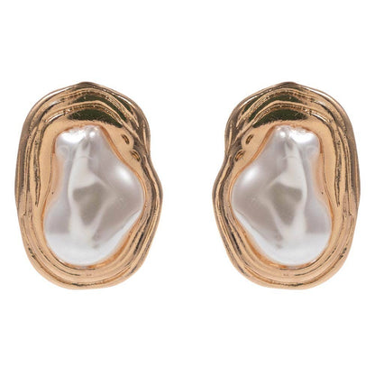 Organic Pearl Center Plate Statement Earrings - Soleil et étoiles