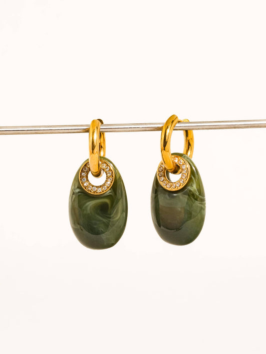 18K Gold Resin Hoop Earrings