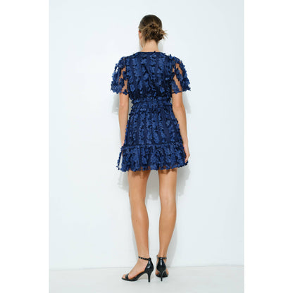 Floral Applique V-Neck Smocked Waist Mini Dress - Soleil et étoiles