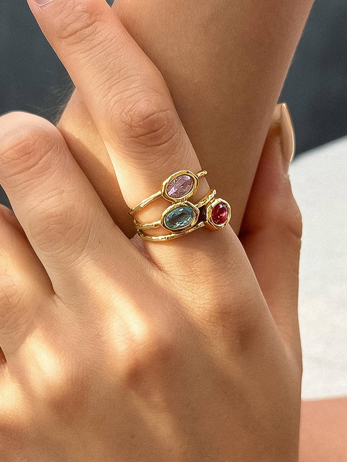 Beaufay 18K Gold Non-Tarnish Vintage Gemstone Ring