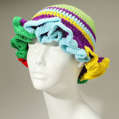 Colorful Crochet Ruffle Hat - Soleil et étoiles