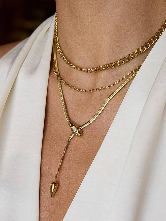 18K Gold Serpent Y Lariat Necklace