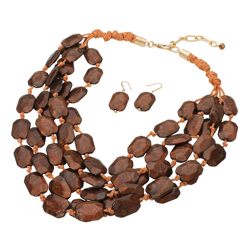 Multi Layered Beaded Statement Necklace - Soleil et étoiles