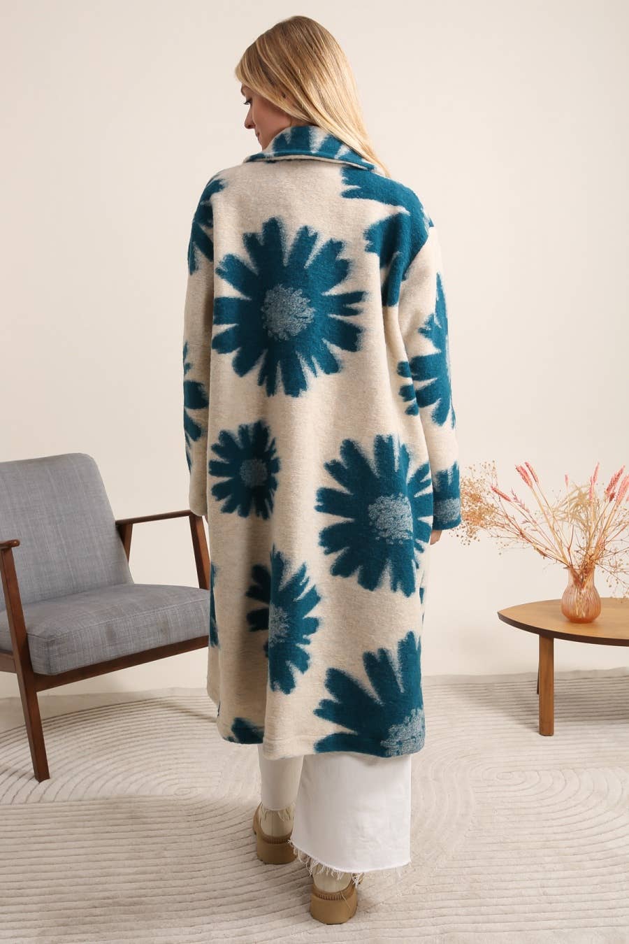 Printed coat in wool blend 99201 80% wool 20% polyester - Soleil et étoiles