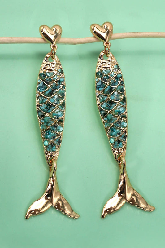 ENAMEL MERMAID FISH HEART DROP EARRINGS | 80E61274 - Soleil et étoiles