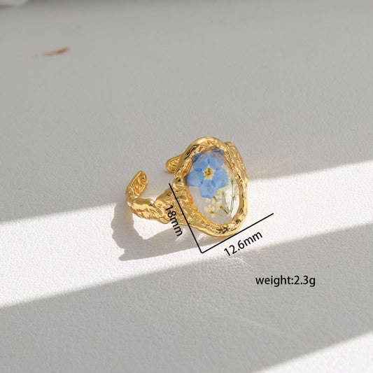 18K STAINLESS STEEL TARNISH FREE FLORAL RINGS | 40R104 - Soleil et étoiles