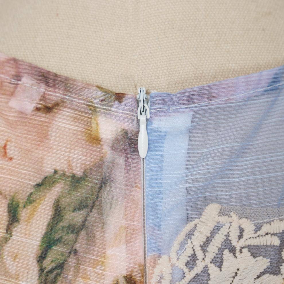 Floral Printed Long Lace Patchwork Dress - Soleil et étoiles