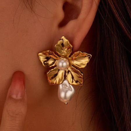 18K STAINLESS STEEL TARNISH FREE FLOWER EARRINGS | 40E423 - Soleil et étoiles