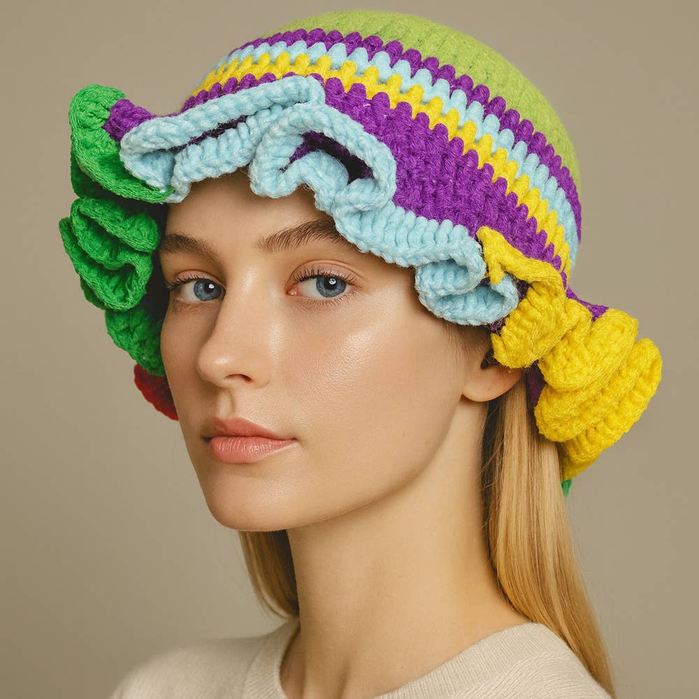 Colorful Crochet Ruffle Hat - Soleil et étoiles
