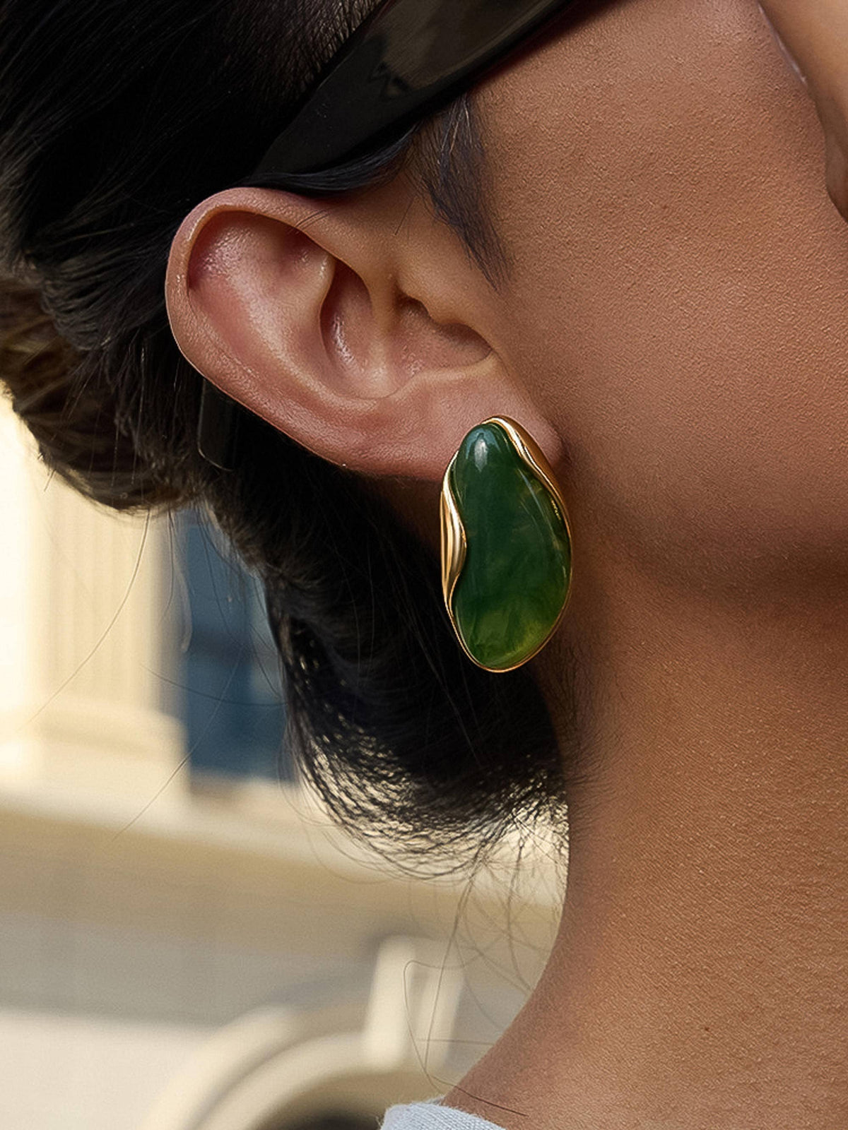 Maélie 18K Gold Non-Tarnish Resin Drop Earrings