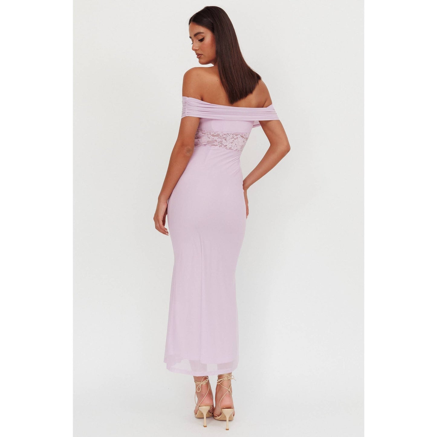 OFF SHOULDER LACE MAXI DRESS / BR0209D - Soleil et étoiles