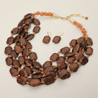Multi Layered Beaded Statement Necklace - Soleil et étoiles