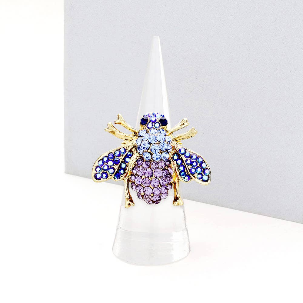 Crystal Honey Bee Stretch Ring - Soleil et étoiles