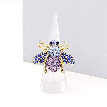 Crystal Honey Bee Stretch Ring - Soleil et étoiles