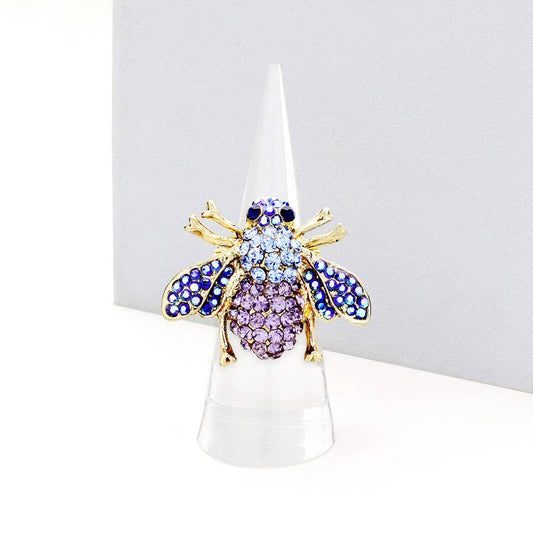 Crystal Honey Bee Stretch Ring - Soleil et étoiles