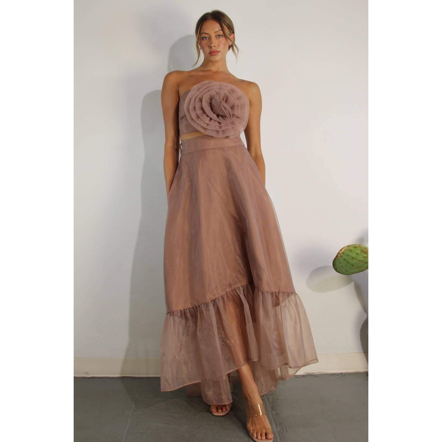 Flower top and micro panted skirt Set