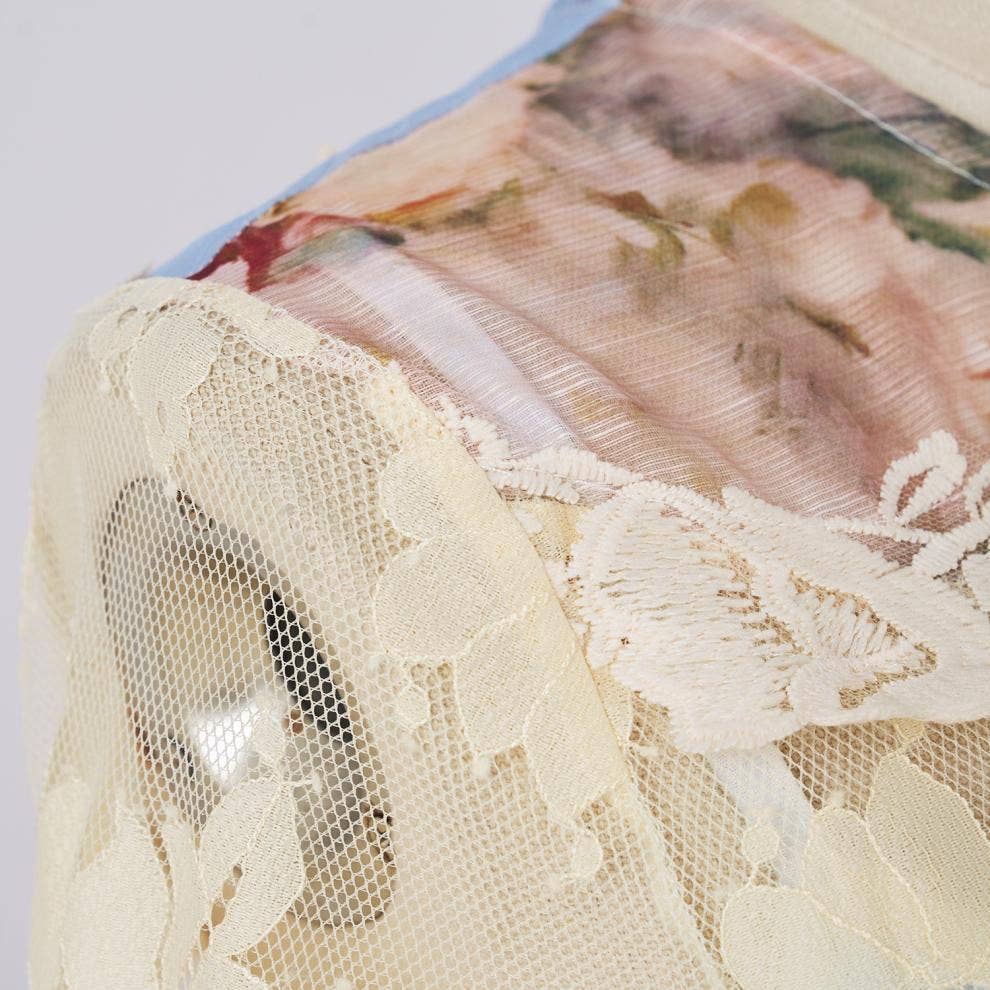 Floral Printed Long Lace Patchwork Dress - Soleil et étoiles