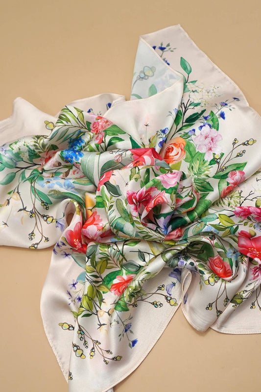 LARGE FLORAL PRINT BANDANA SCARF | 40SC658 - Soleil et étoiles