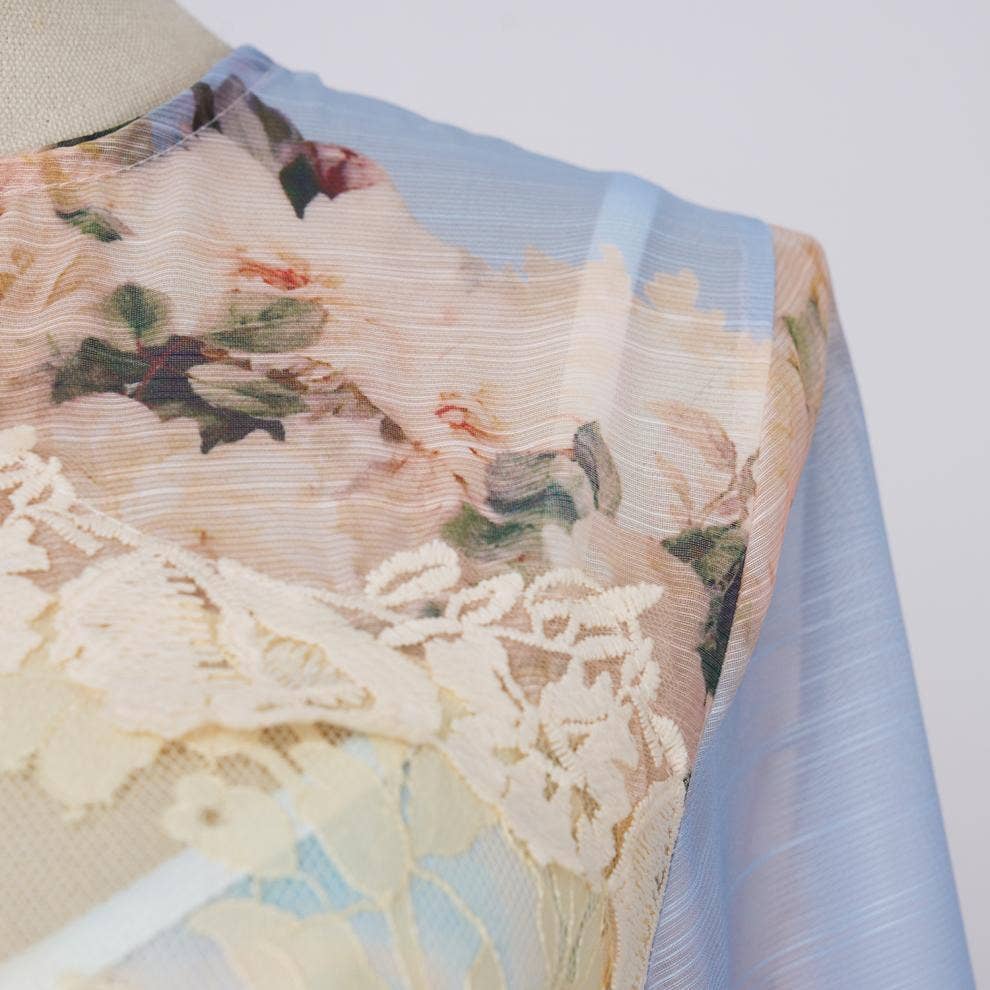 Floral Printed Long Lace Patchwork Dress - Soleil et étoiles
