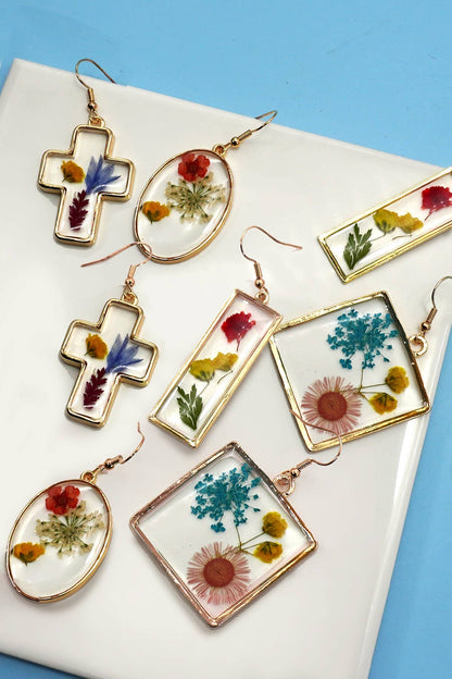 Vintage Dried Flower Earrings | 40E384 - Soleil et étoiles
