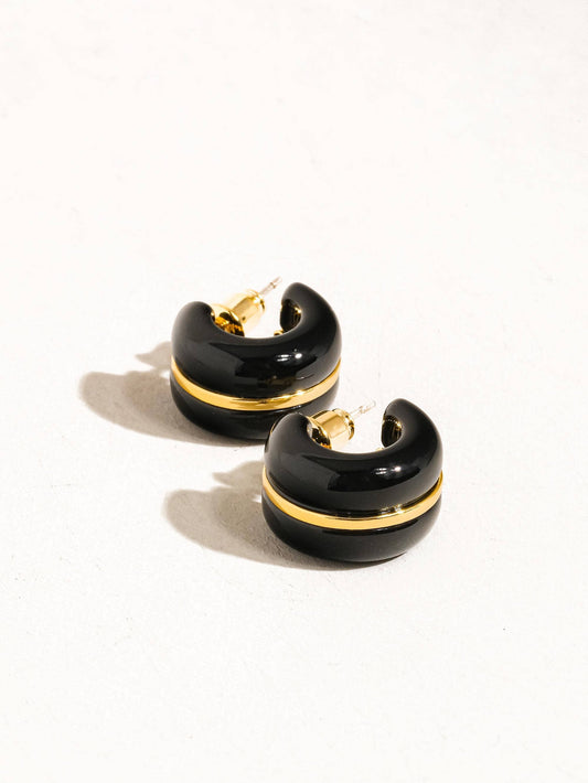 18K Gold Small C Hoop Earrings