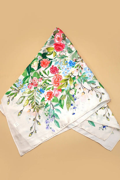 LARGE FLORAL PRINT BANDANA SCARF | 40SC658 - Soleil et étoiles