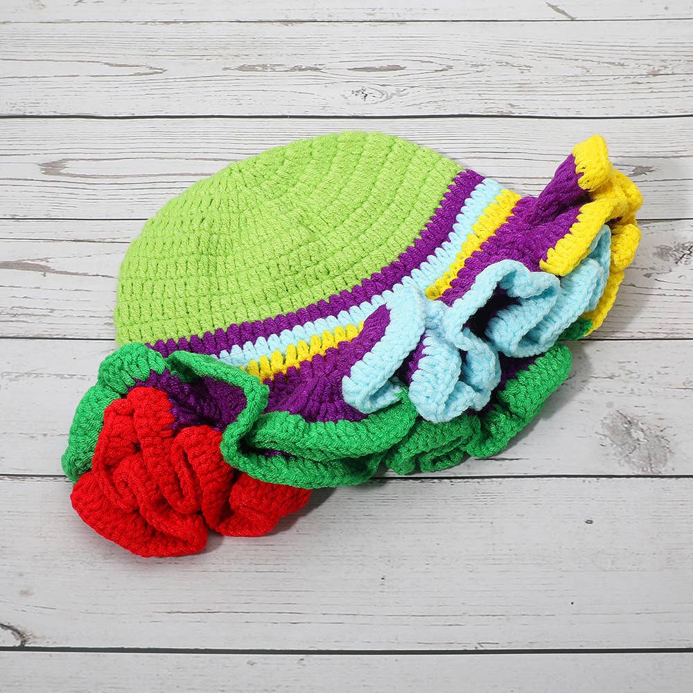 Colorful Crochet Ruffle Hat - Soleil et étoiles