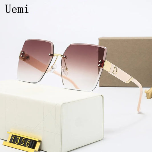 Rimless Vintage Square Frame SunGlasses UV400