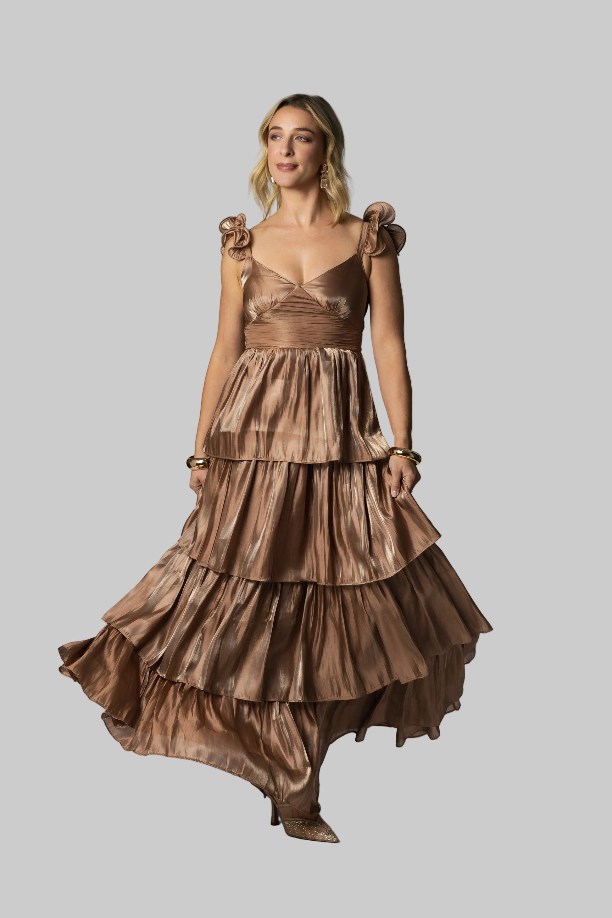 shiny champagne dress Shiny Strapless Sweetheart Neck Champagne Long Prom Dress, Golden Long abcprom