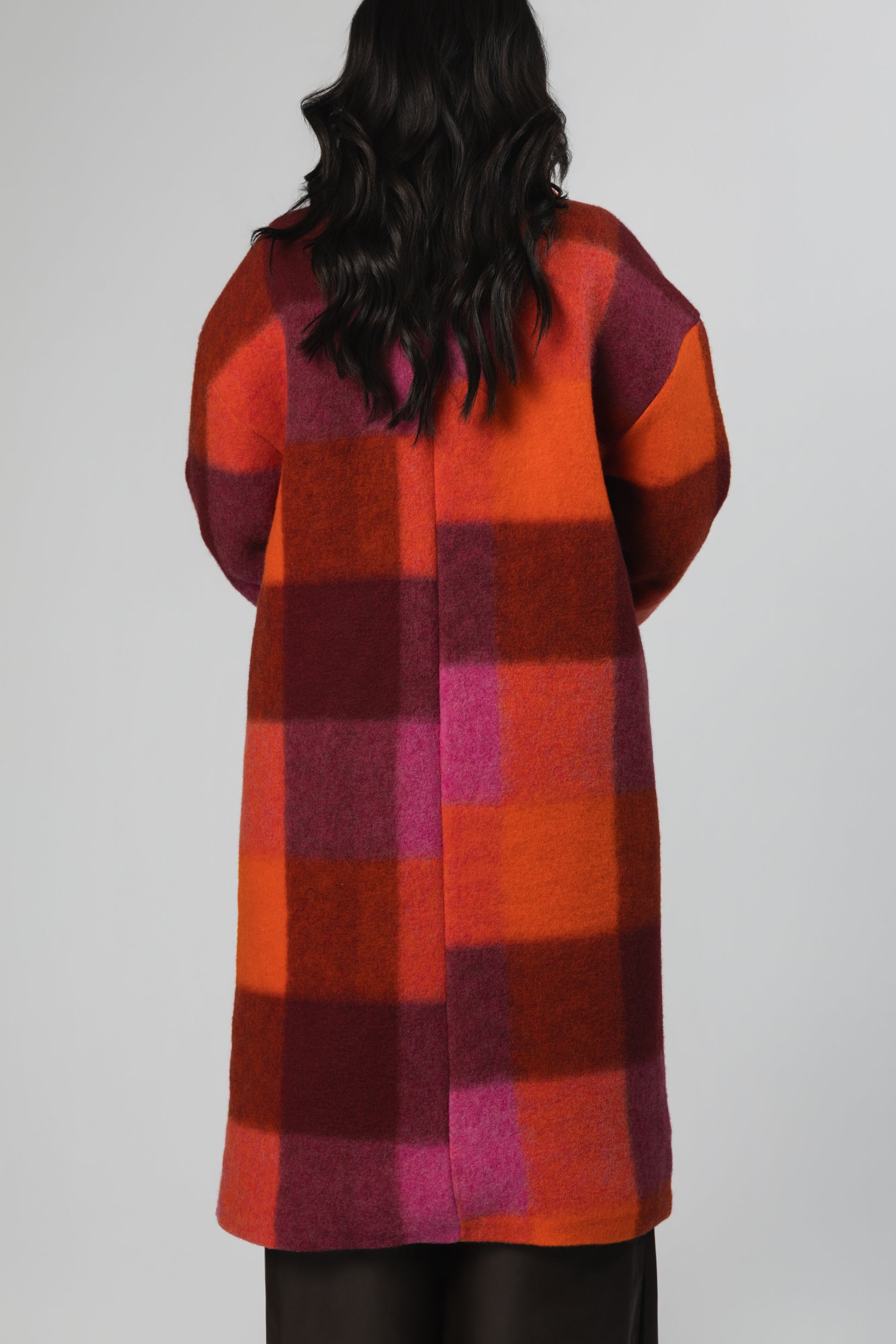 Plaid Coat – Orange/Berry Check - Soleil et étoiles