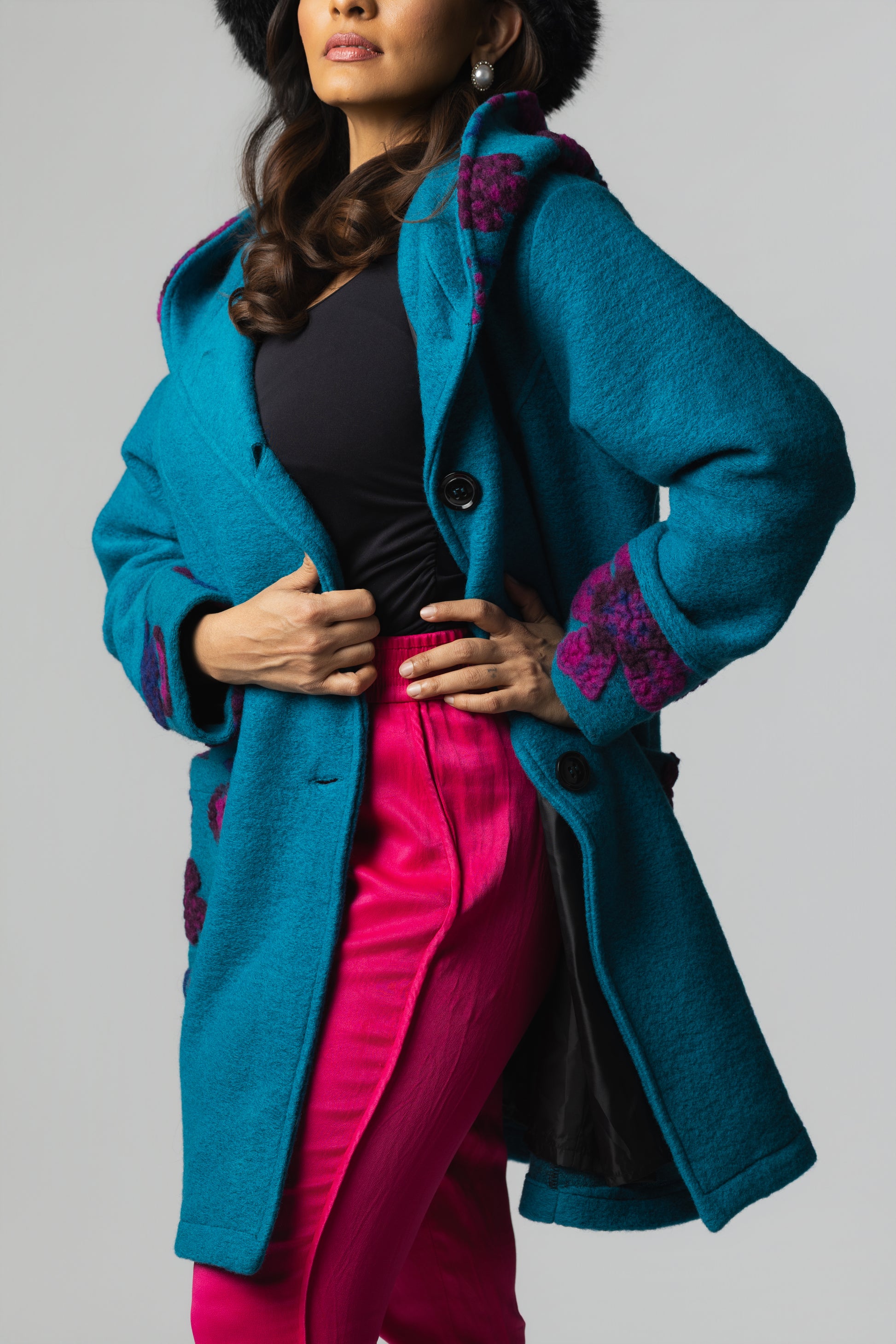 Embroidered Wool-Blend Hooded Coat - Soleil et étoiles
