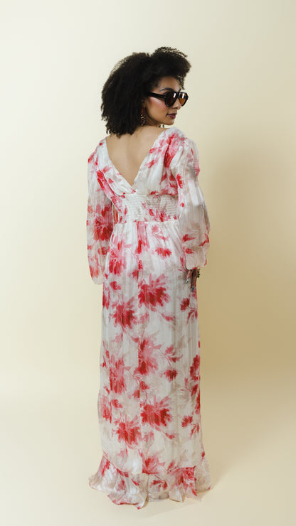 Floral Chiffon High-Low Maxi Dress